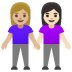 👩🏼‍🤝‍👩🏻 women holding hands: medium-light skin tone, light skin tone display on Google